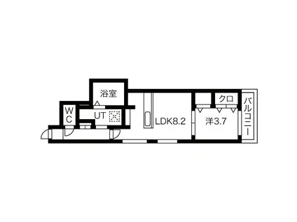ラグゼ北大前(1LDK/4階)の間取り写真