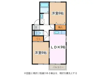 ペガーズ藤沢(2LDK/1階)の間取り写真