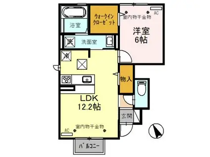 サンツリーD A棟(1LDK/1階)の間取り写真