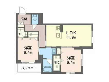 ＪＲ埼京線 与野本町駅 徒歩8分 3階建 築3年(2LDK/3階)の間取り写真