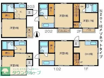 西原ハイツ(1K/1階)の間取り写真