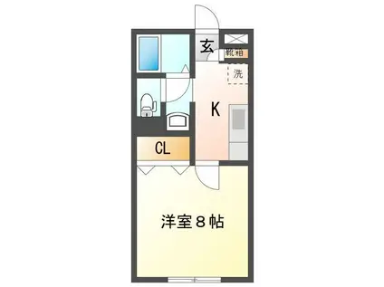 サンロイヤル白山浦(1K/2階)の間取り写真