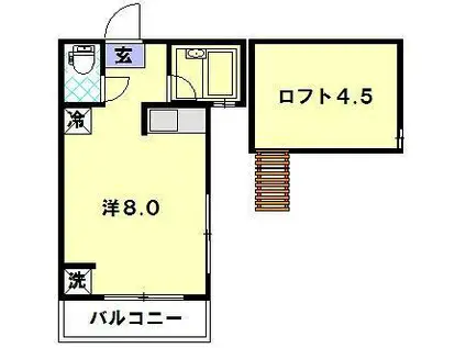 長崎大学医学部・ハイツ(ワンルーム/2階)の間取り写真
