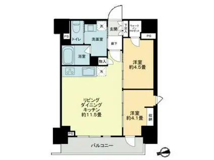 ザ・ライオンズフォーシア鶴見(2LDK/8階)の間取り写真