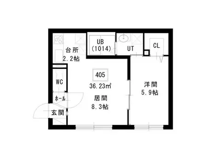 グランメール新道東駅北(1LDK/4階)の間取り写真