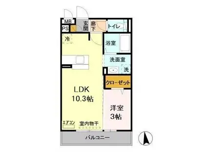 メリーパレス(1LDK/2階)の間取り写真