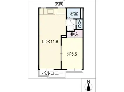 レジデンシャルかおり(1LDK/1階)の間取り写真