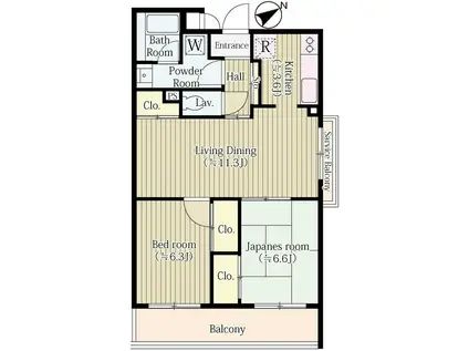 パークセリタ二子玉川(2LDK/2階)の間取り写真