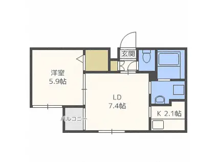 ビャンネトール(1LDK/4階)の間取り写真