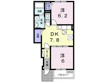 アンダンテ イースト B(2DK/1階)の間取り写真