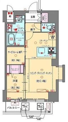 プレサンスNEO九条ディアシス(1SLDK/4階)の間取り写真