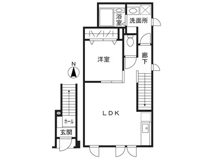 HERITAGE(1LDK/1階)の間取り写真