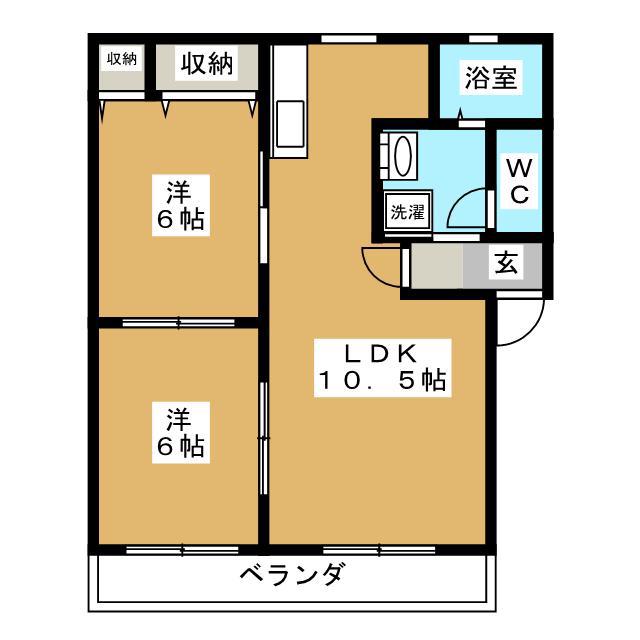 クレールN(2LDK/1階)の間取り写真