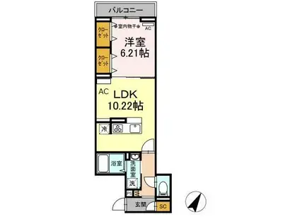 アナシエ亀有(1LDK/3階)の間取り写真