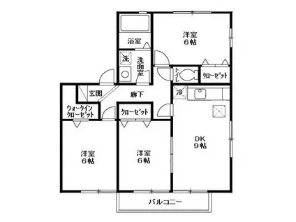 ファミーユつくばABC(3DK/1階)の間取り写真