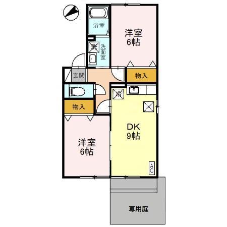 クレセール(2DK/1階)の間取り写真