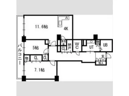 知事公館前タワーレジデンス(2LDK/27階)の間取り写真