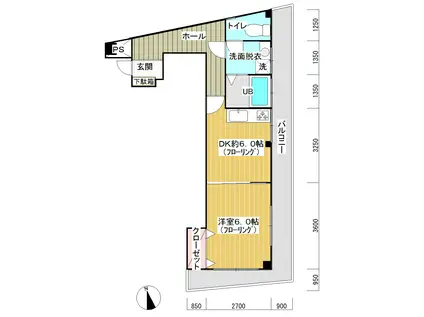コーポ宮川(1DK/3階)の間取り写真