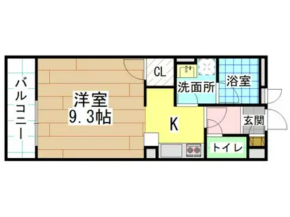 フェールブリエ企救丘(1K/2階)の間取り写真