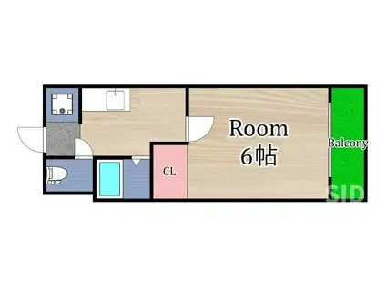 センス都島(1K/2階)の間取り写真