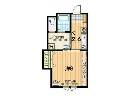 ALAIN(1K/2階)の間取り写真