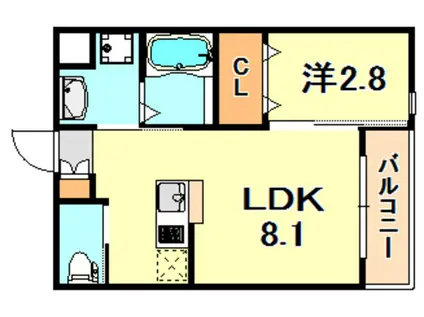 ワコーレヴィータ垂水坂上2丁目(1LDK/3階)の間取り写真