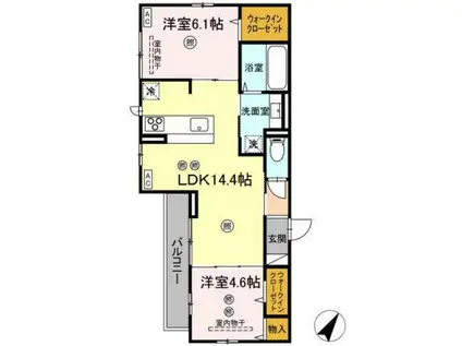 ボヌール庚午中(2LDK/2階)の間取り写真