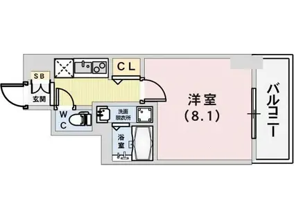 レジデンス三宮東グルーブ(1K/4階)の間取り写真