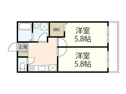 メゾンドルポ吉見園(2DK/2階)の間取り写真