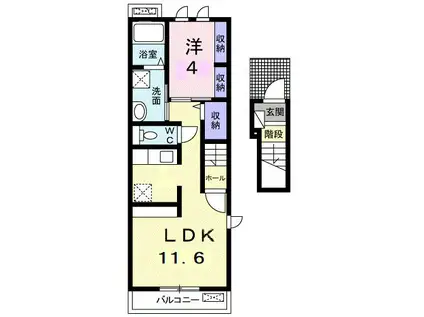 SUNLIT(1LDK/2階)の間取り写真