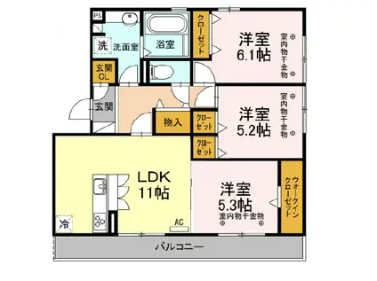 ファミーユ(3LDK/2階)の間取り写真