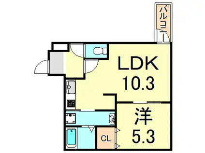 フジパレス武庫之荘南(1LDK/1階)の間取り写真