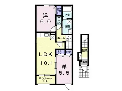 ジャンティユレヴェD(2LDK/2階)の間取り写真