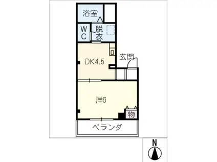 オレンジタウンA(1DK/1階)の間取り写真