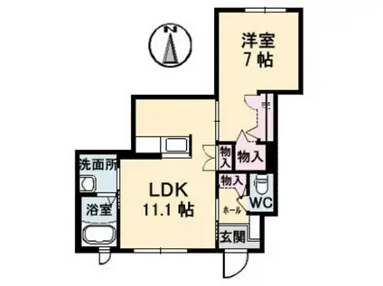 レジデンス広島駅東(1LDK/1階)の間取り写真