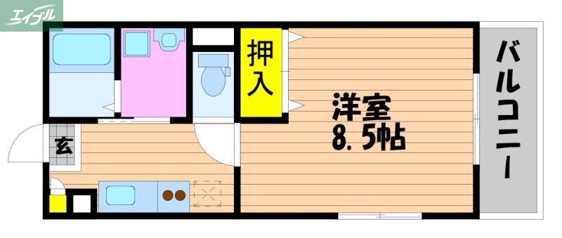 トパーズ白石(1K/1階)の間取り写真