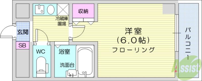 ステュディオ仙台(1K/7階)の間取り写真