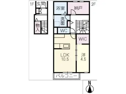 JUSTE PAIX SATO(1SLDK/2階)の間取り写真