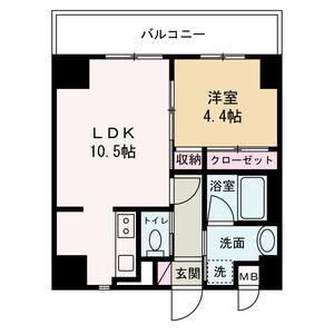 GLANZ高尾町(1LDK/7階)の間取り写真