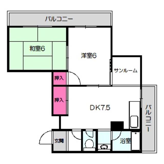 中井ハイツ(2DK/2階)の間取り写真