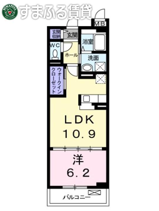 ローズパティオ(1LDK/2階)の間取り写真