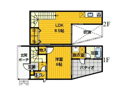 ウェルホール・パティオ(1LDK/1階)の間取り写真