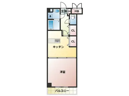 アンジェリーク磐船(1DK/5階)の間取り写真