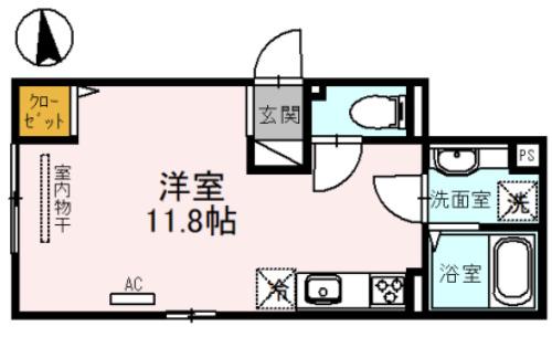 マルベリーガーデン(ワンルーム/1階)の間取り写真