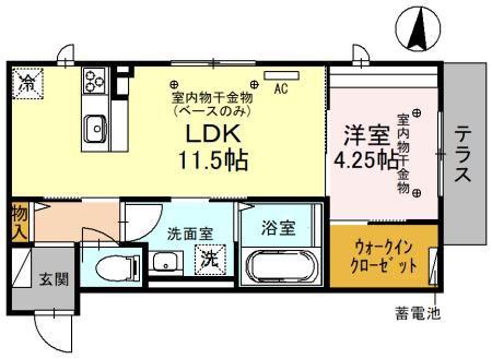 カーロマリー(1LDK/1階)の間取り写真