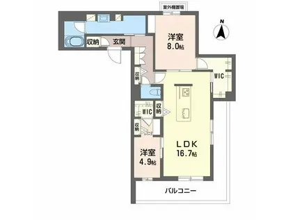 和の杜 江坂(2LDK/3階)の間取り写真