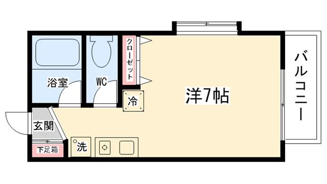 ピアズアイ(ワンルーム/2階)の間取り写真