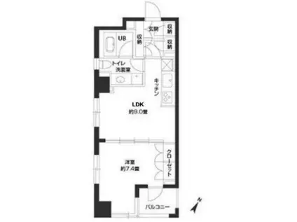 パークキューブ銀座イースト(1LDK/7階)の間取り写真