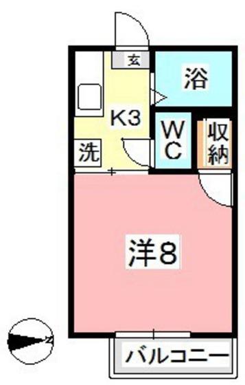 メゾンフレール(1K/2階)の間取り写真