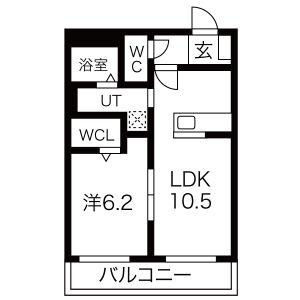 ラ・トゥール三条(1LDK/3階)の間取り写真